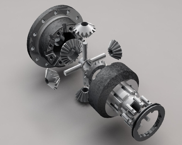 Exploded view of an automotive differential